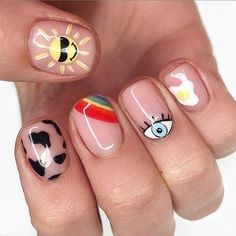 Short Aesthetic, Uñas Aesthetic, Unghie Nail Art, Nails Brown, Hippie Nails, Aesthetic Nails, Happy Nails, Edgy Nails, Nails Aesthetic