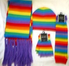 Gay Pride Rainbow Stripes Punk Hippie Scarf,Beanie,Arm Warmers+Fingerless Gloves | eBay Decora Accessories, Hippie Scarf, Rainbow Accessories, Rainbow Scarf, Rainbow Outfit, Rainbow Fashion, Pride Rainbow, Fashion Scarf, Rainbow Design