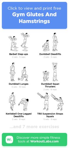 an exercise poster showing how to use the gym glutes and hamstrings