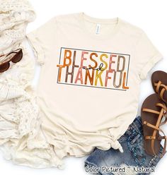 Blessed & Thankful Fall Tee #ThanksgivingShirt #PumpkinShirt #FallSweatshirt #WomensFallShirt #KidsFallShirt #CuteFallShirt #FamilyMatchingTee #ThanksgivingFamily #FallTees #AutumnShirt #PumpkinSweatshirt #ThankfulBlessedTee #GiveThanksShirt Mama Thanksgiving Shirt, Thanksgiving Shirts Cricut, Thanksgiving T Shirt Ideas, Fall Tshirt Ideas, Cute Thanksgiving Shirts, Thanksgiving Shirt Ideas, Womens Fall Shirts, Thanksgiving Tshirts, Cute Fall Shirts