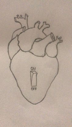 a drawing of a heart with an on off button