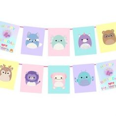 a birthday banner with animals on it