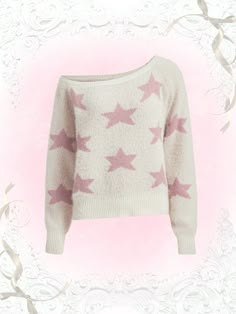 Star Pattern Asymmetrical Neck Jumper Beige Casual  Long Sleeve Knitwear Geometric Pullovers Slight Stretch  Women Clothing, size features are:Bust: ,Length: ,Sleeve Length: Kawaii Sweater, Shein Sweater, Women Sweaters, Drop Shoulder Sweaters, Star Pattern, Kawaii Clothes, Cute Sweaters, Kids Sleepwear, Star Patterns