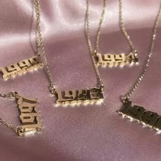 Necklaces Ancient Old English Birth Year Necklace KHLOE JEWELS Birth Year Necklace, Year Necklace, Estilo Cholo, Old English Font, Signature Necklace, Bamboo Earrings, Necklace For Girlfriend, Southern Shirts, Birth Year