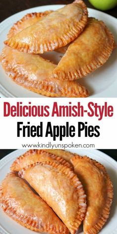 delicious amish - style fried apple pies on a white plate