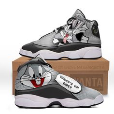 Bugs Bunny J13 Sneakers Custom Comic Style Shoes-Gear Wanta Bunny Shoes, Santa Cruz Shirt, Jordan 13 Shoes, Cartoon Shoes, Shoe Tags, Comic Style, Jordan 13, Bugs Bunny, Comic Styles