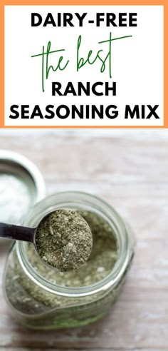 homemade dairy free ranch seasoning mix in a tablespoon held over a jar of ranch seasoning Ranch Dressing Mix Recipe Dry, Dairy Free Ranch Seasoning, Homemade Dairy Free Ranch, Dairy Free Ranch Recipe, Dairy Free Ranch Dressing Recipe, Ranch Seasoning Mix Recipes, Ranch Dressing Mix Recipe, Gluten Free Ranch Dressing, Dairy Free Ranch