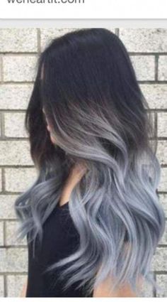 Hair Ombre Grey Blue Haircolor 34 Ideas For 2019 #hair #ombrehair Hair Color Flamboyage, Gray Wigs, Red Balayage Hair, Grey Hair Wig, Grey Hair Dye, Dyed Red Hair, Grey Wig, Grey Ombre