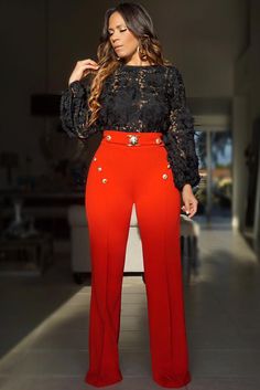 Zoey Lion Buckle High Waist Pants W/ Gold Button Details High Fashion Models, High Waist Pants, Cocktail Party Dress, Womens Dress Pants, Waist Pants, Well Dressed, Affordable Fashion, The Professional