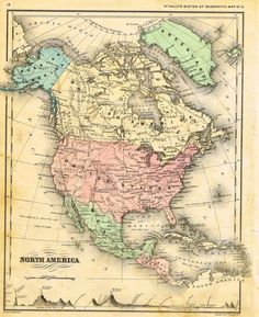 an old map of north america