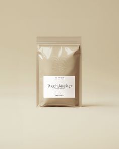 a bag of powdered coffee sitting on top of a table