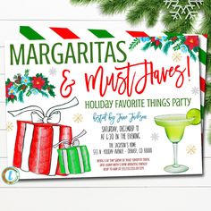 this is an image of margaritas and mist - trees holiday party flyer design template