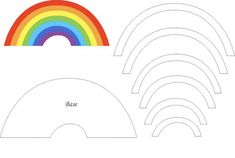 four rainbows are shown with the same color as each one in this paper cutout