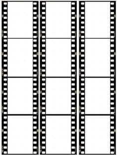 a film strip with black and white filmstrips on the sides, all lined up