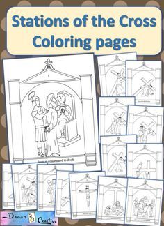 stations of the cross coloring pages for kids with pictures of people standing in front of them