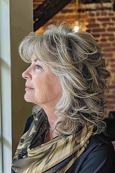 Medium Length Feathered Haircut, Wispy Shag Haircut, 70s Feathered Hair, Feathered Layered Hairstyles, Wispy Shag, Layered Shag Haircut, Medium Length Shag Haircuts, Layered Shag, Long Hair Older Women