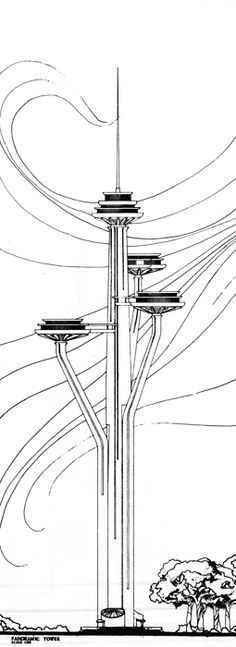 an architectural drawing of the space needle