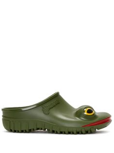 khaki frog face hand-painted design waterproof round toe slip-on style branded insole Frog Face, Insole Design, High Heel Rain Boots, Sandals Outfit, Shoe Boot Sandals, Jw Anderson, Slides Shoes, Boot Sandals, Mules Shoes