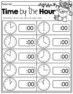 a printable worksheet for telling time to the hour in spanish and english