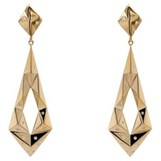 Discover unparalleled elegance with these meticulously crafted solid 18k gold earrings, designed to captivate with their original Origami Kite motif adorned with scattered natural diamonds. Each fold reflects the artistry and precision of expert craftsmanship, accentuated by the luxurious polish that enhances the beauty of the gold. A testament to refined taste and timeless style, these earrings seamlessly blend sophistication fashion, making them a statement piece for any occasion. Diamonds - . Luxury Gold Diamond Cut Earrings, Luxury Gold Diamond Earrings With Polished Finish, Yellow Gold Diamond Cut Earrings For Evening, Luxury Diamond-shaped Earrings, Luxury Gold Pierced Diamond Earrings, Luxury Gold Earrings With Diamond Cut, Formal Gold Plated Diamond Cut Diamond Earrings, Formal Gold-plated Diamond-cut Earrings, Luxury Gold Diamond Earrings With Single Cut