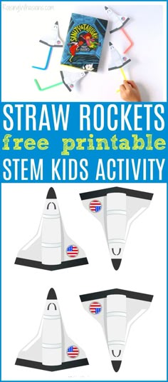 the free printable space shuttle craft for kids to make with straw rockets and other activities