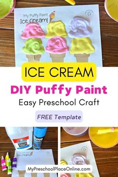 ice cream puffy paint is an easy and fun art project for kids to make