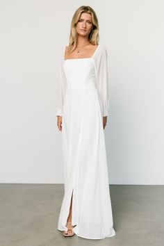 Modest White Dress, Plain Wedding Dress, White Flowy Dress, Maxi Dress White, White Boho Dress, Baltic Born, Shimmer Dress, White Long Sleeve Dress, Long White Dress