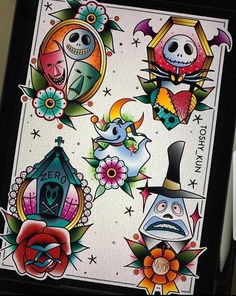 an assortment of tattoos on a sheet of paper