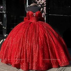 ANGELSBRIDEP Shiny Red Quinceanera Dresses With Big Bow Off-Shoulder Crytals Beading Formal Party Red Quince Dress, Quincenera Dresses, Quinceanera Themes Dresses, Red Quince, Off Shoulder Ball Gown, Red Ball Gown, Cute Red Dresses, Quinceñera Dresses, 15 Dresses Quinceanera