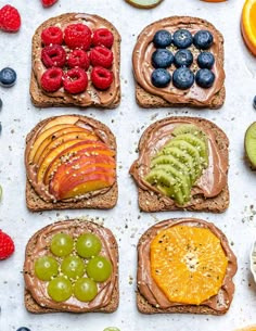 several slices of bread with fruit on them