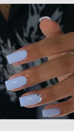 Pastel Blue Nails, Nail Aesthetic, Light Blue Nails, Baby Blue Nails, Nail Salon Design, Blue Nail Designs, Nails And Toes, Bleu Pastel, Her Nails