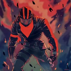 a man with a helmet on riding a skateboard in front of an orange and black background