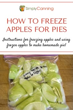 an image of how to freeze apples for pies