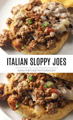 italian sloppy joes on a plate with the title above it