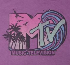 a purple t - shirt with the words music television on it