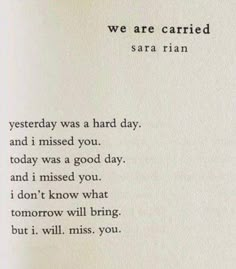 an open book with the words we are carried by sara rain on it's page