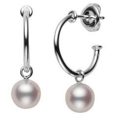 Akoya cultured pearl 7mm 18K White Gold Jewelry Earrings Hoops, Cultured Pearls, Jewelry Earrings, Hoop Earrings, White Gold, Gold, White