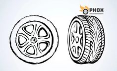 two tires are shown side by side on a white background