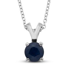 This classic necklace for her features a round-cut certified blue sapphire set in 14K white gold. The pendant is suspended from an 18-inch cable chain and secures with a lobster clasp. Blue Sapphire Necklace, Necklace For Her, Classic Necklace, Sapphire Necklace, Accessories Jewelry Necklace, Precious Gemstones, Cable Chain, Blue Sapphire, Lobster Clasp