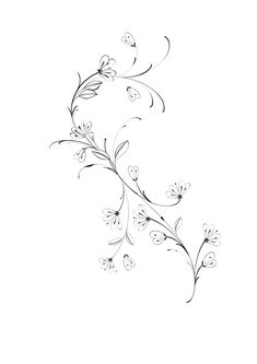 a black and white drawing of flowers on a white background