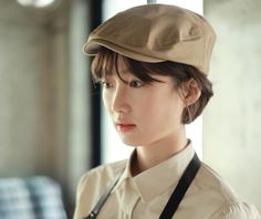 Korean Cafe Uniform, French Cafe Uniform, Cafe Uniform Aesthetic, French Bistro Uniform, Barret Hat Outfit Korean, Luxury Cafe, Cafe Menu Design