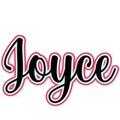 the word joyce written in black and red