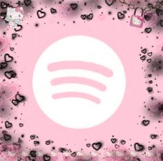 a pink background with hearts and music notes in the center, surrounded by smaller hearts