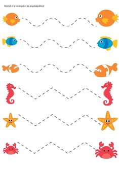 an ocean themed worksheet with fish and seahorses to help kids learn how to