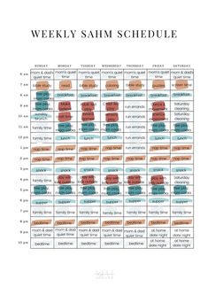 the weekly sam schedule is shown in blue and orange