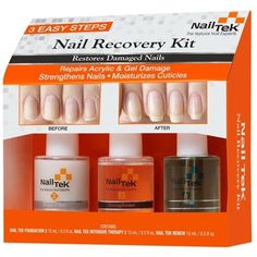 Nail Tek Nail Recovery Kit - Restore Damaged Nails. Using the Nail Tek Nail Recovery Kit daily will strengthen cuticles and nails for healthy nail growth. Kit includes one of each: Foundation II - fills unsightly ridges and nail damage while strengthening the natural nail. Intensive Therapy II - improves weak, thin, soft or peeling nails. Renew Cuticle Oil - nourishes and conditions the cuticle.Kit Contains (1 Each): Nail Tek Foundation (Ridgefiller): Formulation I - use on strong and healthy na Damaged Nails Repair, Bright Summer Acrylic Nails, Nail Care Kit, Peeling Nails, Nail Tek, Nail Repair, Damaged Nails, Nail Oil, Brittle Nails