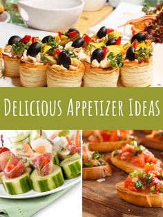 delicious appetizer ideas are displayed in this collage