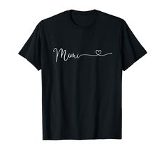 a black t - shirt with the word mum written in cursive writing on it