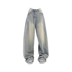 Features: Step into vintage style with these high waist denim trousers. With a nod to Y2K and 90s fashion, these wide pants are perfect for an edgy, trashy look. Elevate your wardrobe with a touch of nostalgia and add these baggy blue jeans to your collection. Oversized Wide Leg Y2k Bottoms, Oversized Y2k Wide Leg Bottoms, 90s Style Baggy Wide Leg Pants, 90s Oversized Wide Leg Bottoms, Oversized Wide Leg 90s Bottoms, 90s Style Oversized Wide Leg Bottoms, 90s Style Blue Wide Leg Jeans, 90s Style High Rise Baggy Jeans, 90s Baggy High-rise Jeans