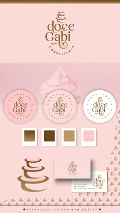 the logo and business cards for dolce gabii, an italian pastry shop